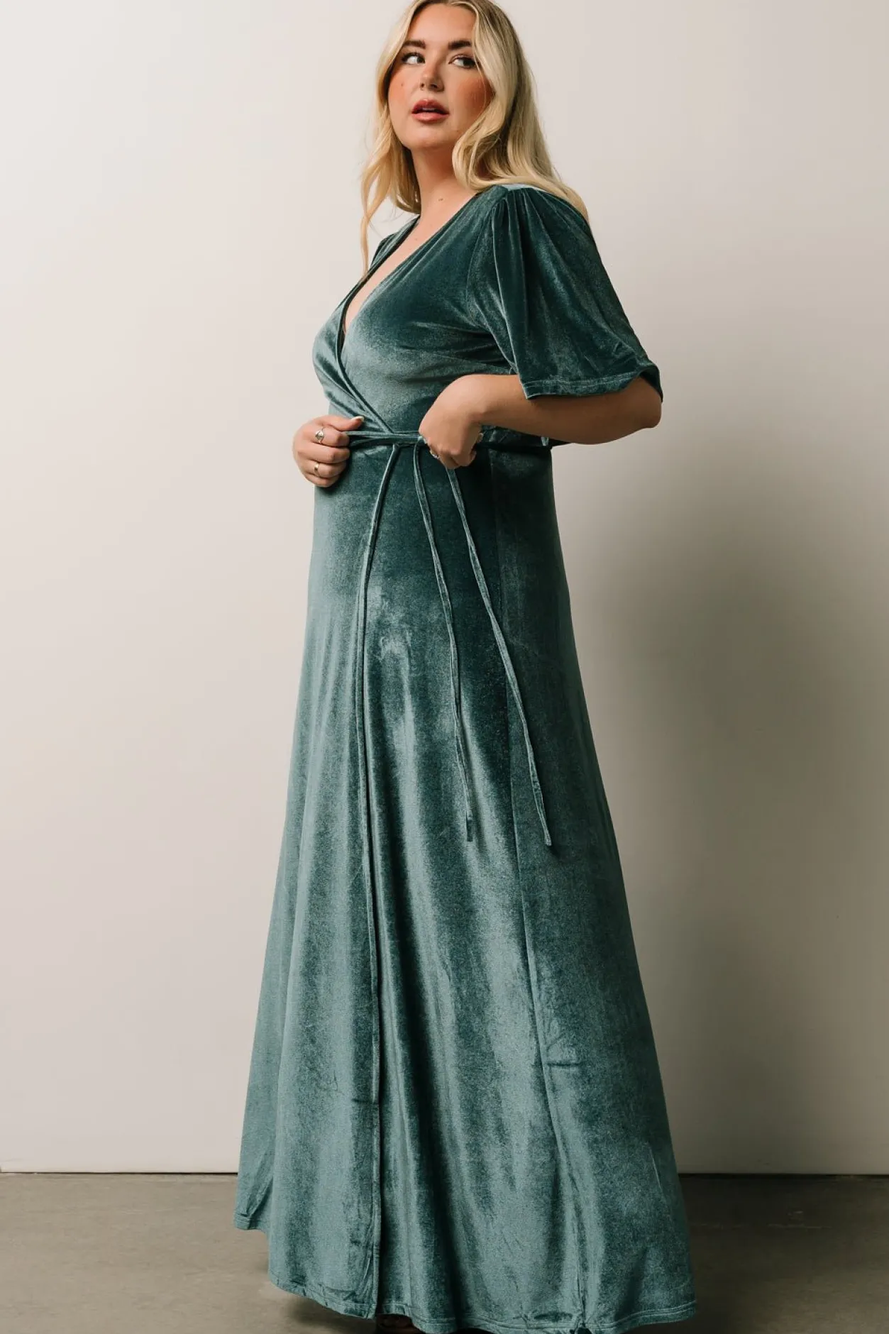 Discount Baltic Born Meghan Velvet Wrap Maxi Dress | Persian Blue PersianBlue