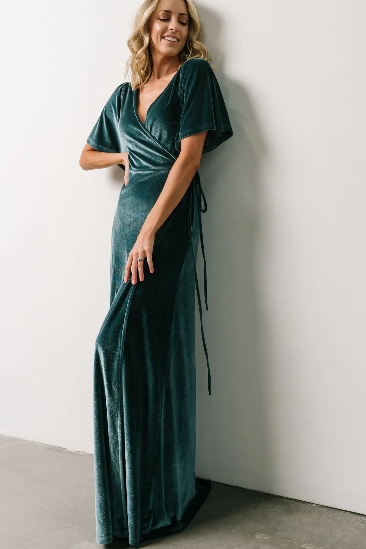 Discount Baltic Born Meghan Velvet Wrap Maxi Dress | Persian Blue PersianBlue