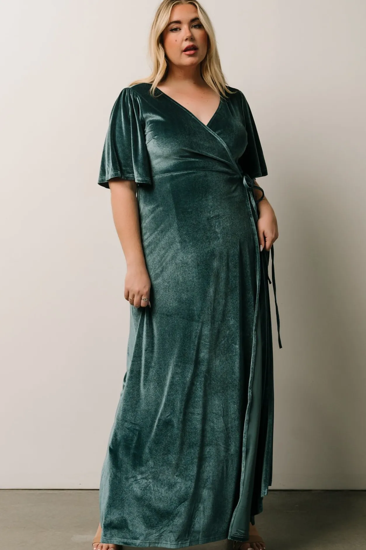 Discount Baltic Born Meghan Velvet Wrap Maxi Dress | Persian Blue PersianBlue