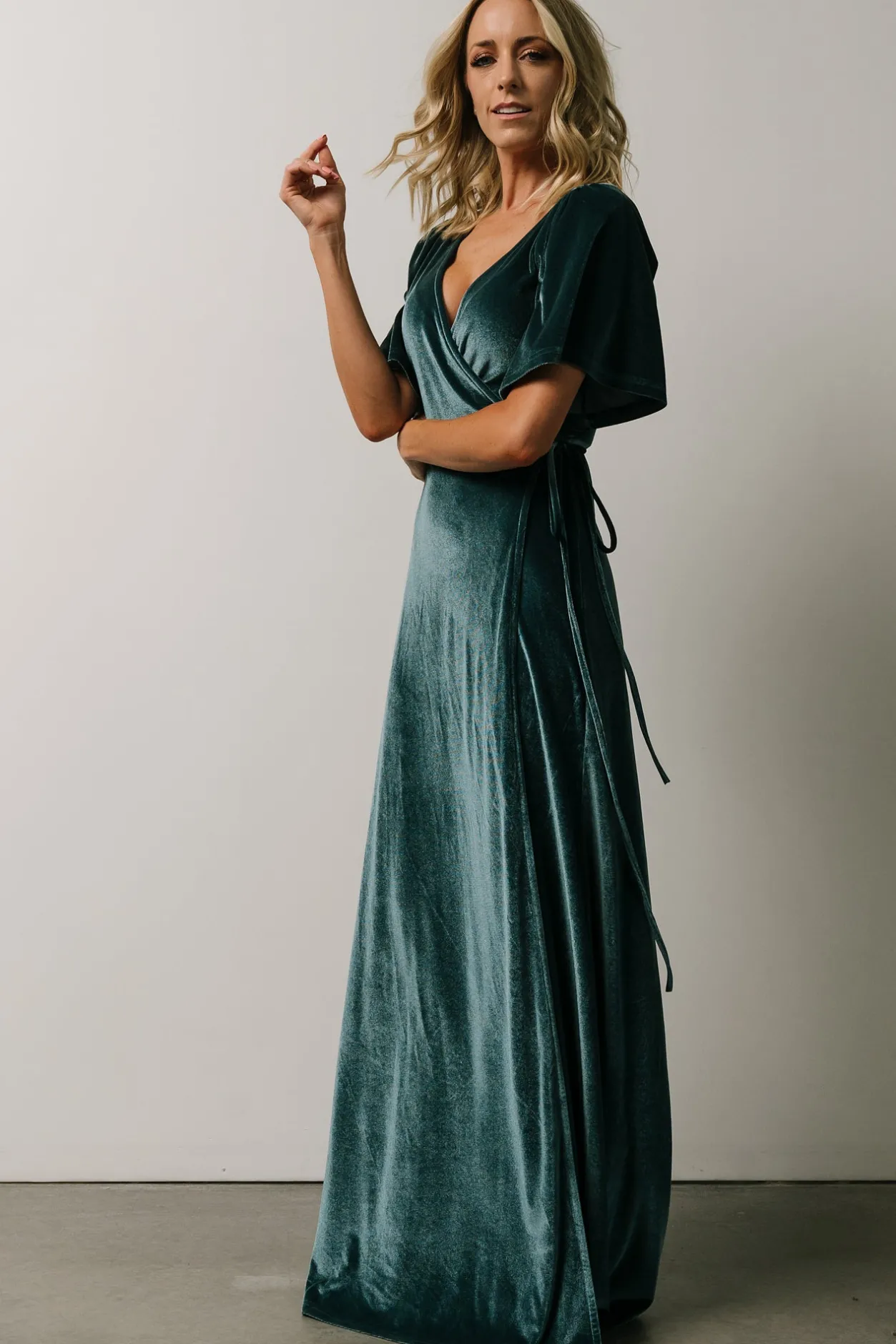 Discount Baltic Born Meghan Velvet Wrap Maxi Dress | Persian Blue PersianBlue