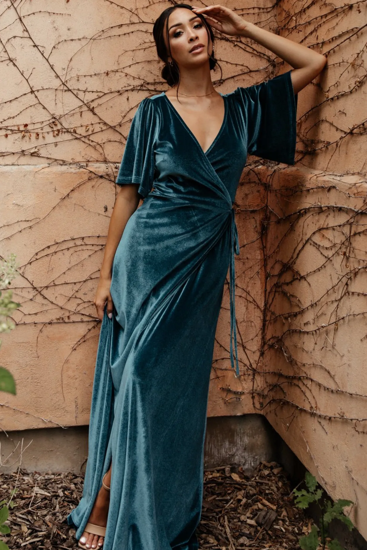 Discount Baltic Born Meghan Velvet Wrap Maxi Dress | Persian Blue PersianBlue