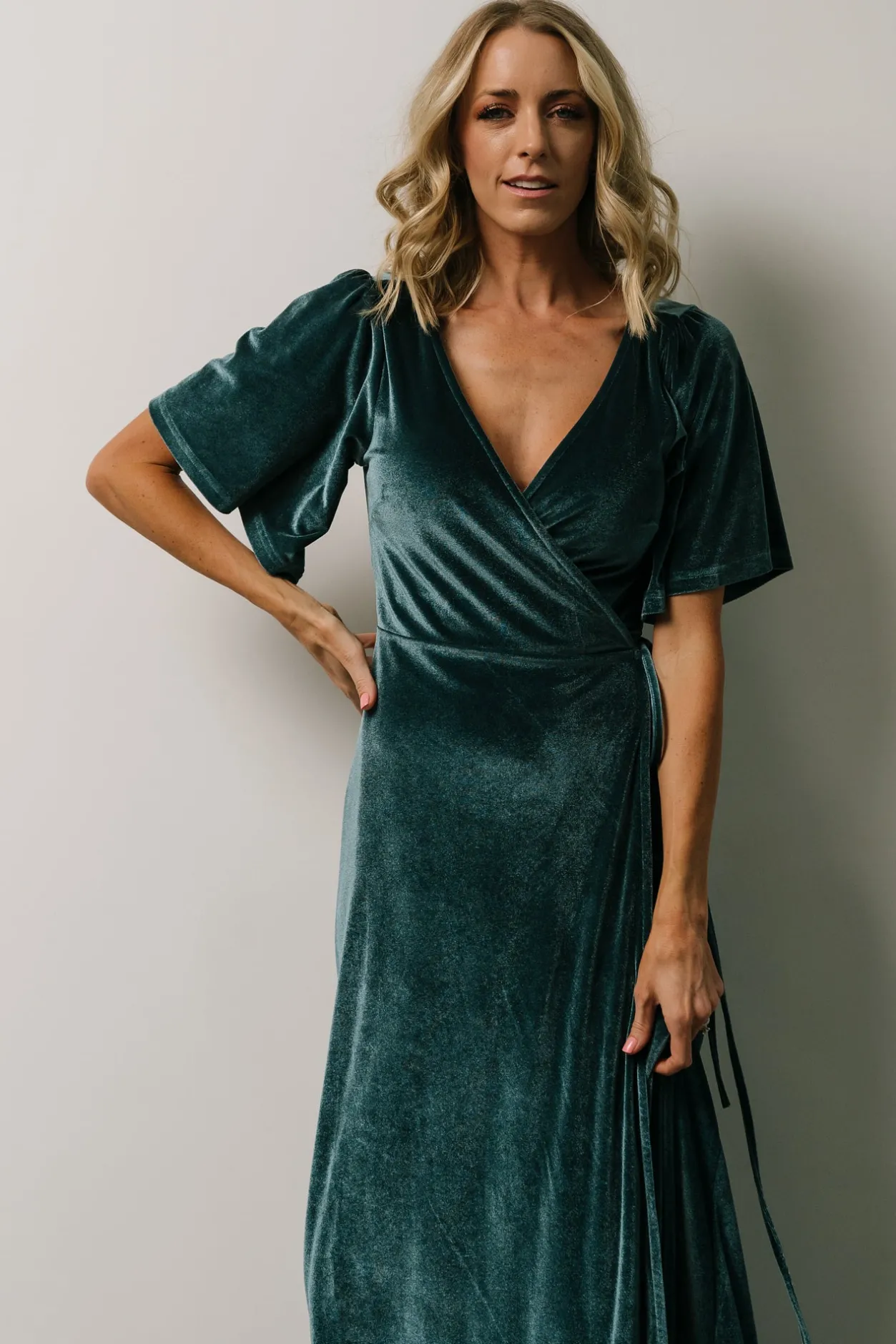 Discount Baltic Born Meghan Velvet Wrap Maxi Dress | Persian Blue PersianBlue
