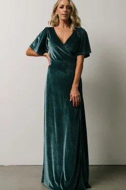 Discount Baltic Born Meghan Velvet Wrap Maxi Dress | Persian Blue PersianBlue
