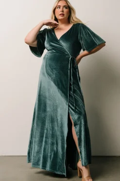 Discount Baltic Born Meghan Velvet Wrap Maxi Dress | Persian Blue PersianBlue