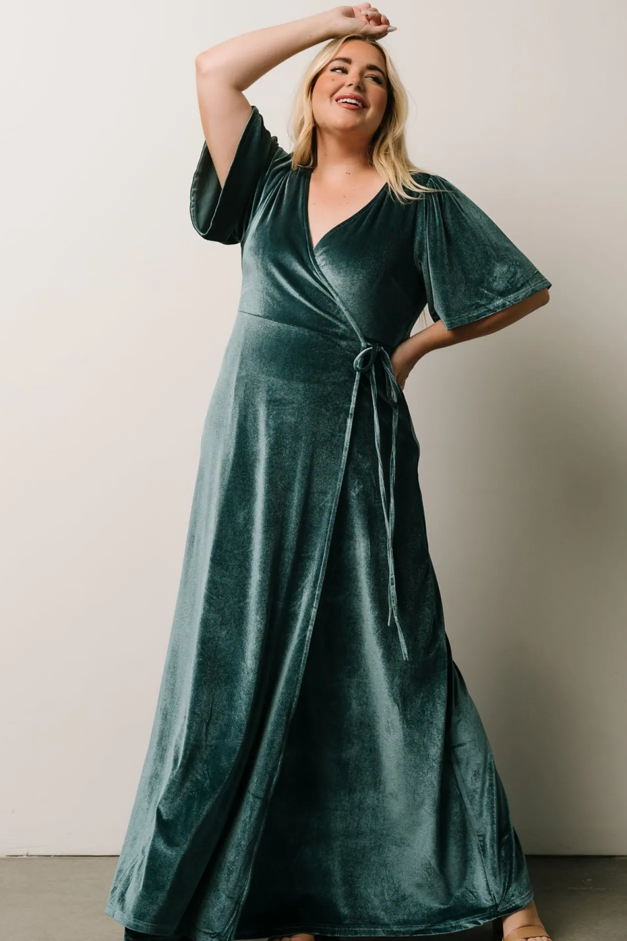 Discount Baltic Born Meghan Velvet Wrap Maxi Dress | Persian Blue PersianBlue