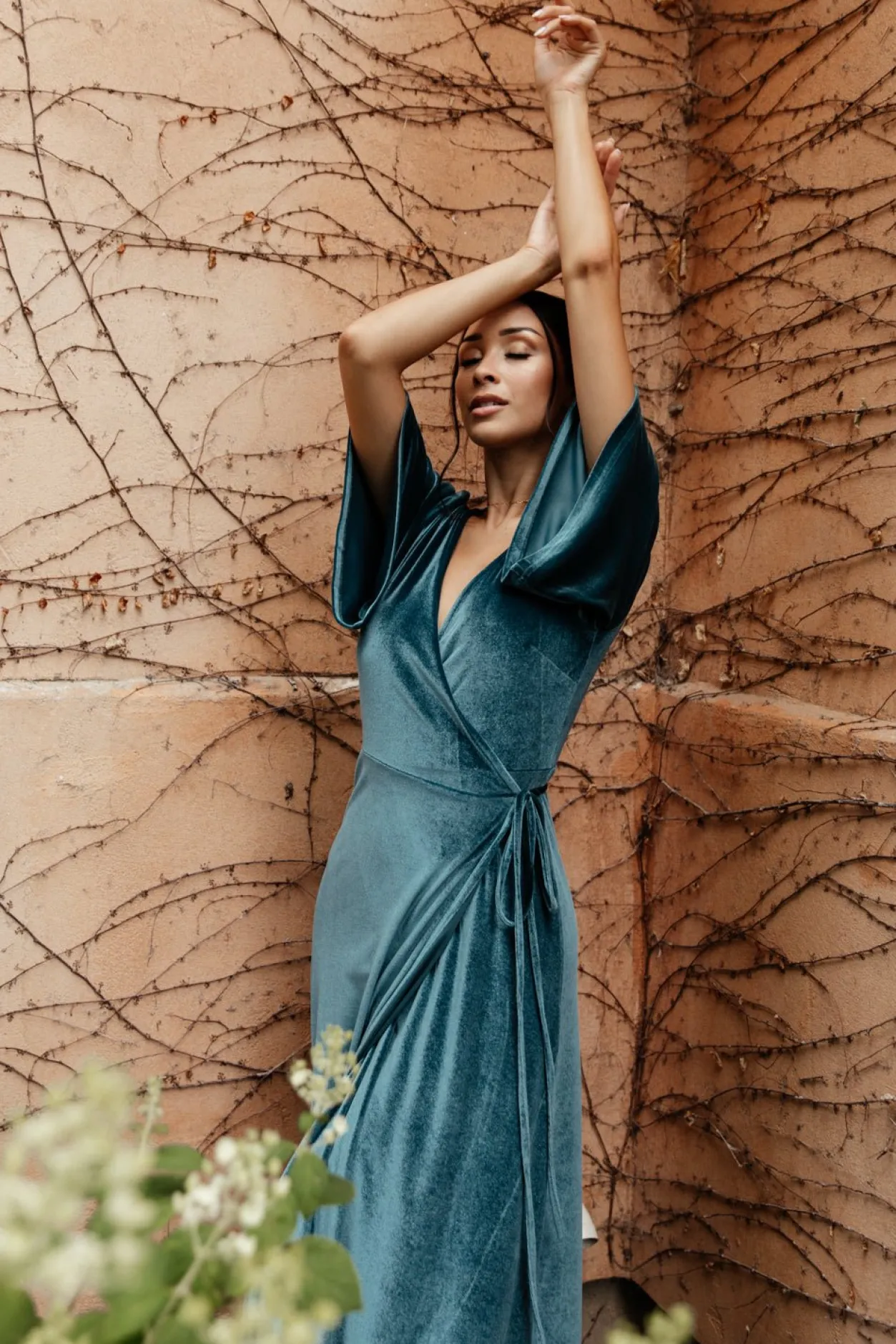 Discount Baltic Born Meghan Velvet Wrap Maxi Dress | Persian Blue PersianBlue