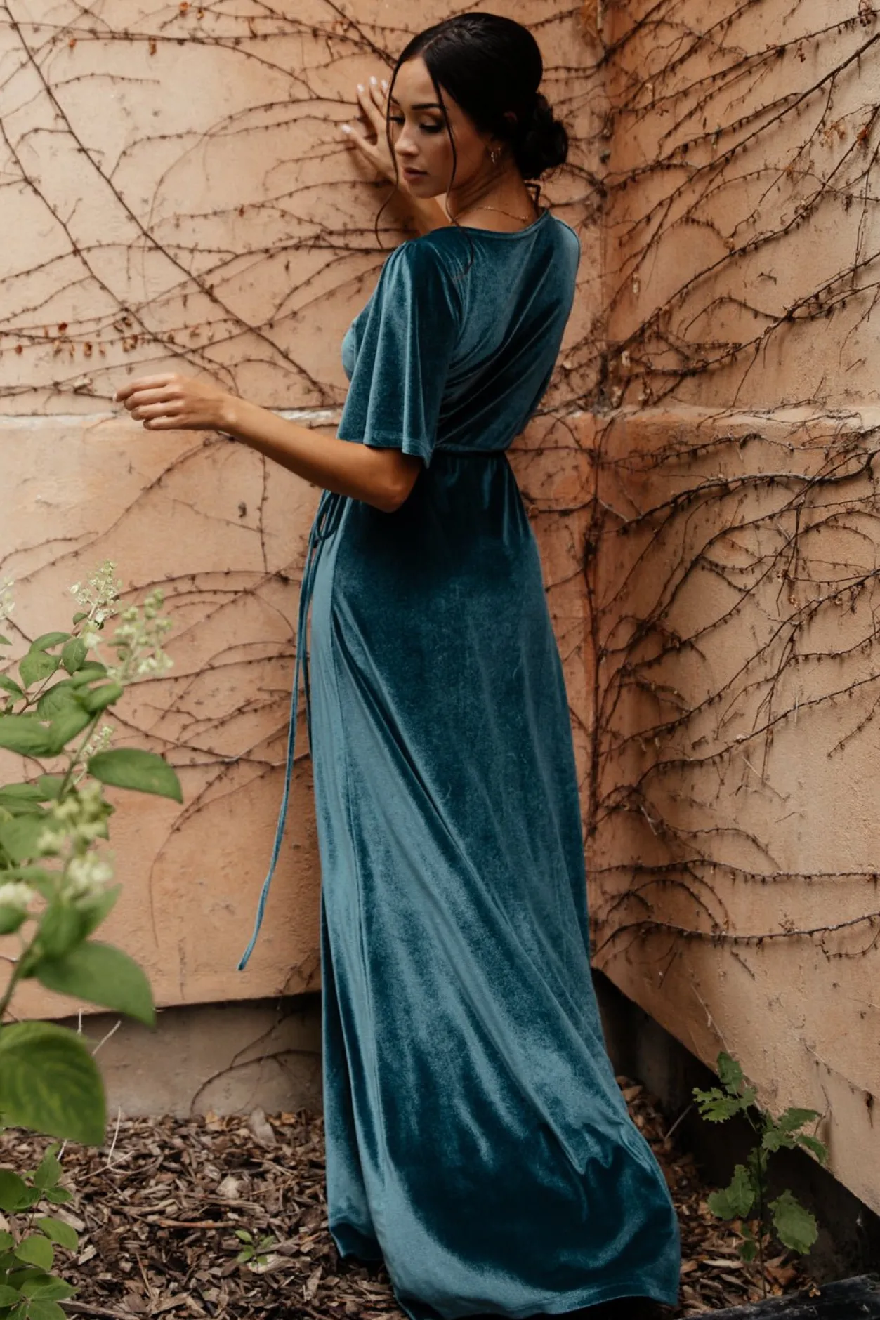 Discount Baltic Born Meghan Velvet Wrap Maxi Dress | Persian Blue PersianBlue