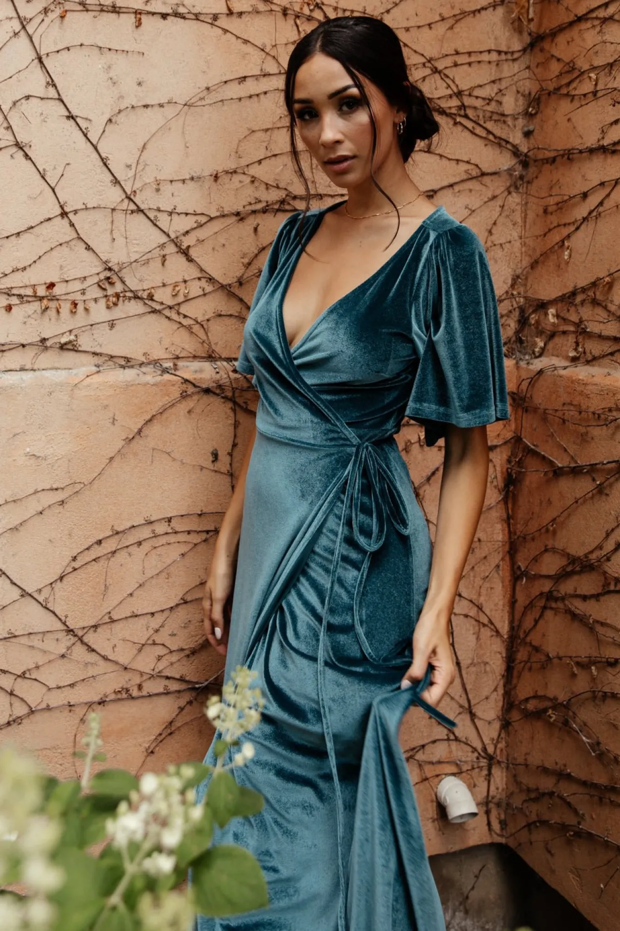 Discount Baltic Born Meghan Velvet Wrap Maxi Dress | Persian Blue PersianBlue
