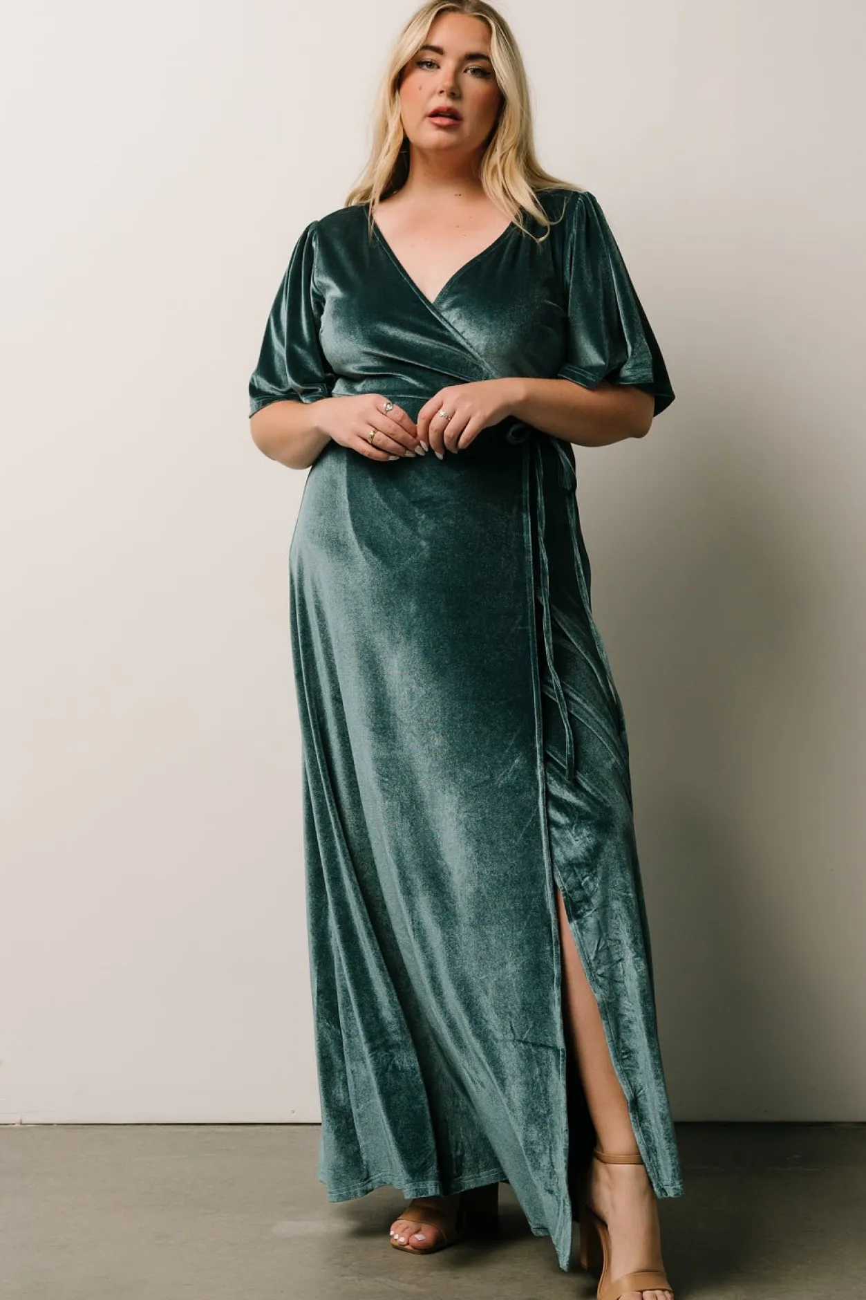 Discount Baltic Born Meghan Velvet Wrap Maxi Dress | Persian Blue PersianBlue