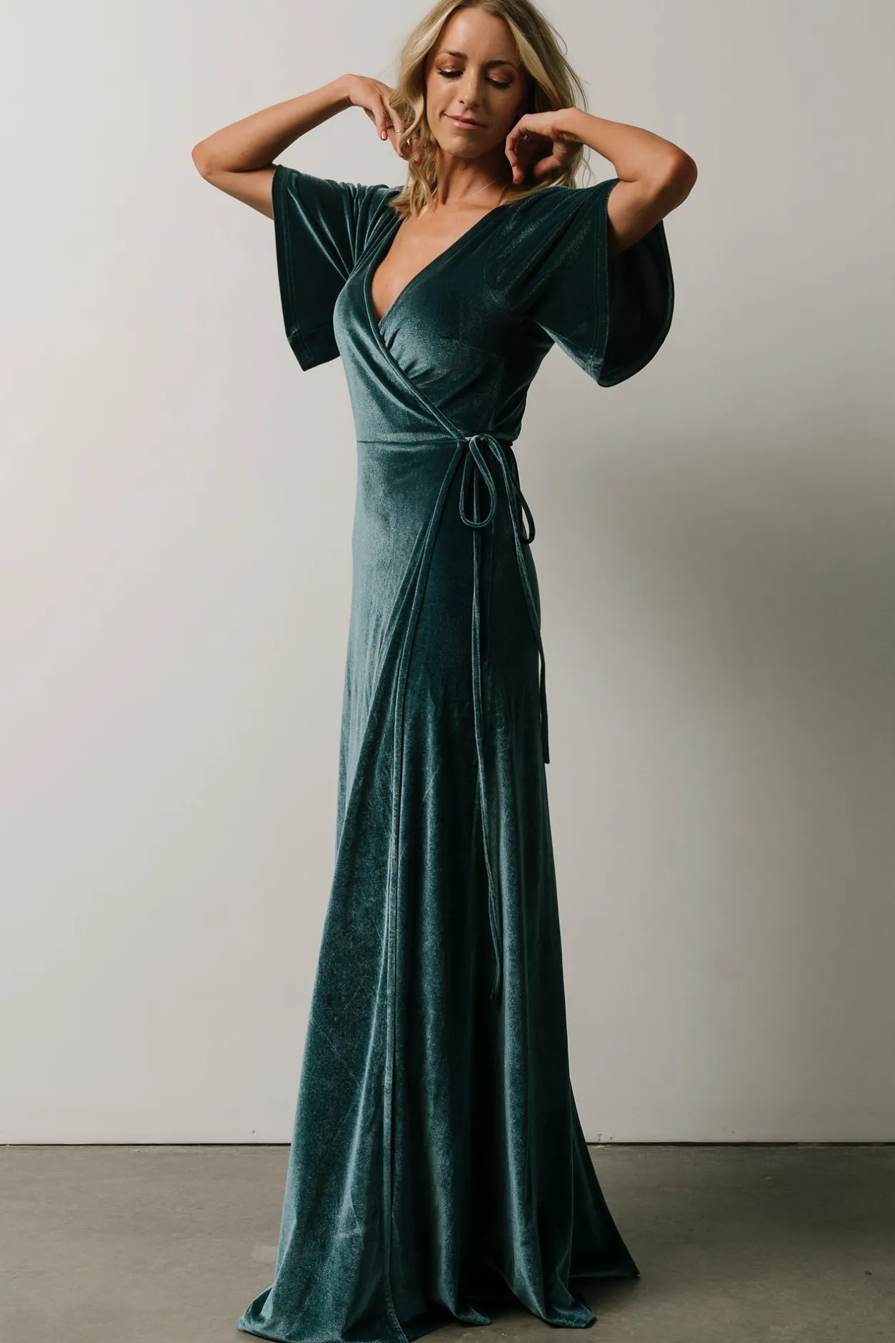 Discount Baltic Born Meghan Velvet Wrap Maxi Dress | Persian Blue PersianBlue