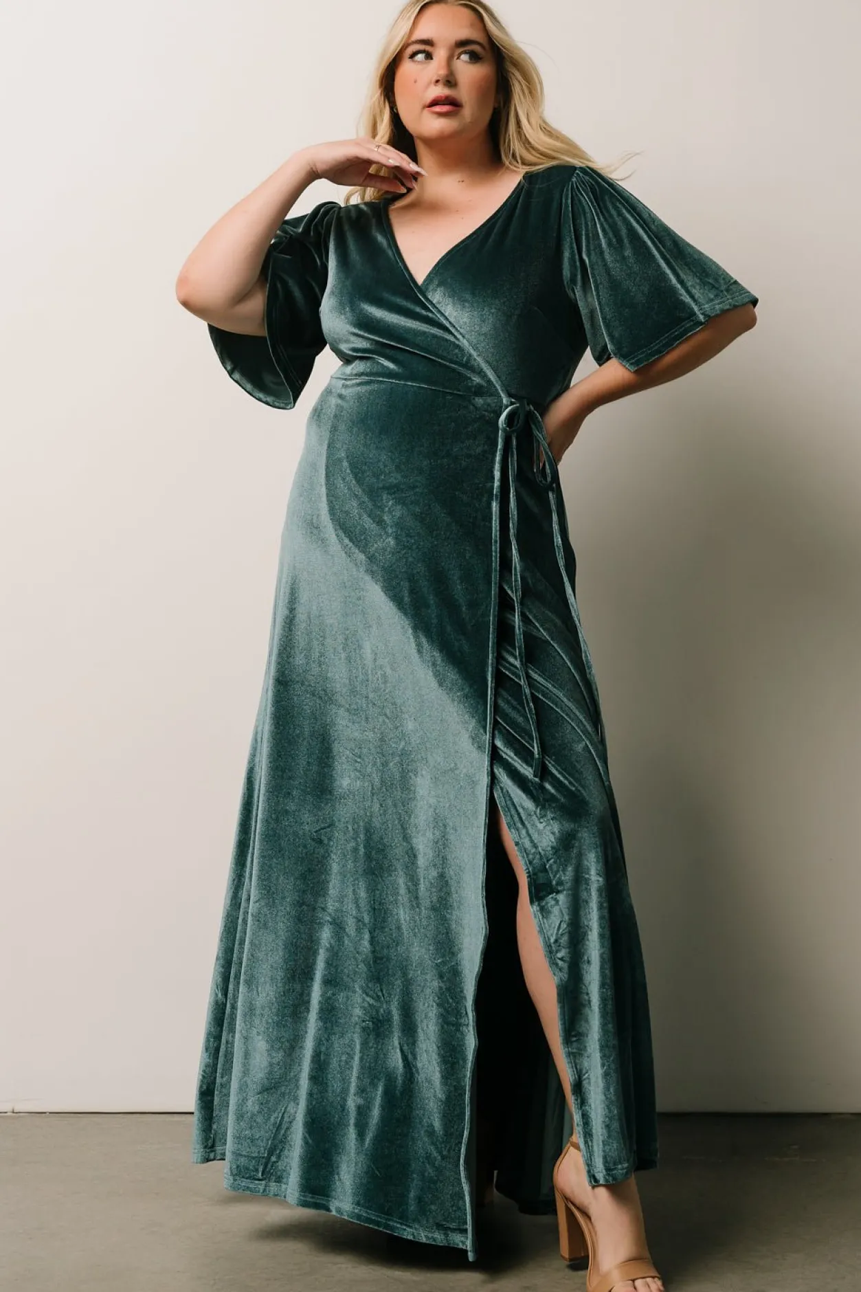 Discount Baltic Born Meghan Velvet Wrap Maxi Dress | Persian Blue PersianBlue