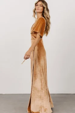 Sale Baltic Born Meghan Velvet Wrap Maxi Dress | Golden Hour GoldenHour