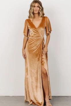 Sale Baltic Born Meghan Velvet Wrap Maxi Dress | Golden Hour GoldenHour