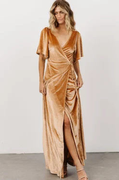 Sale Baltic Born Meghan Velvet Wrap Maxi Dress | Golden Hour GoldenHour