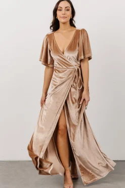 Online Baltic Born Meghan Velvet Wrap Maxi Dress | Champagne