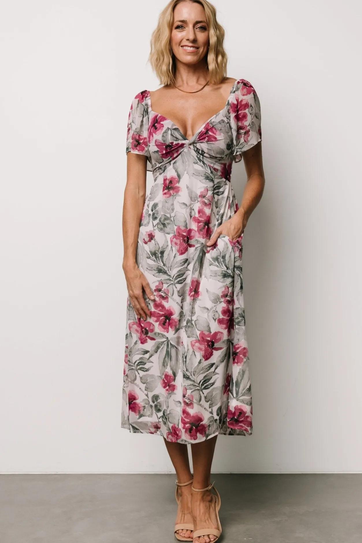 New Baltic Born Melinda Midi Dress | Pink Floral PinkFloral