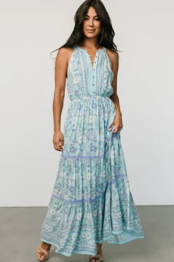 Clearance Baltic Born Meline Button Front Maxi Dress | Light Blue Multi LightBlueMulti
