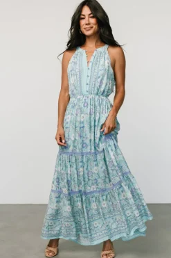 Clearance Baltic Born Meline Button Front Maxi Dress | Light Blue Multi LightBlueMulti