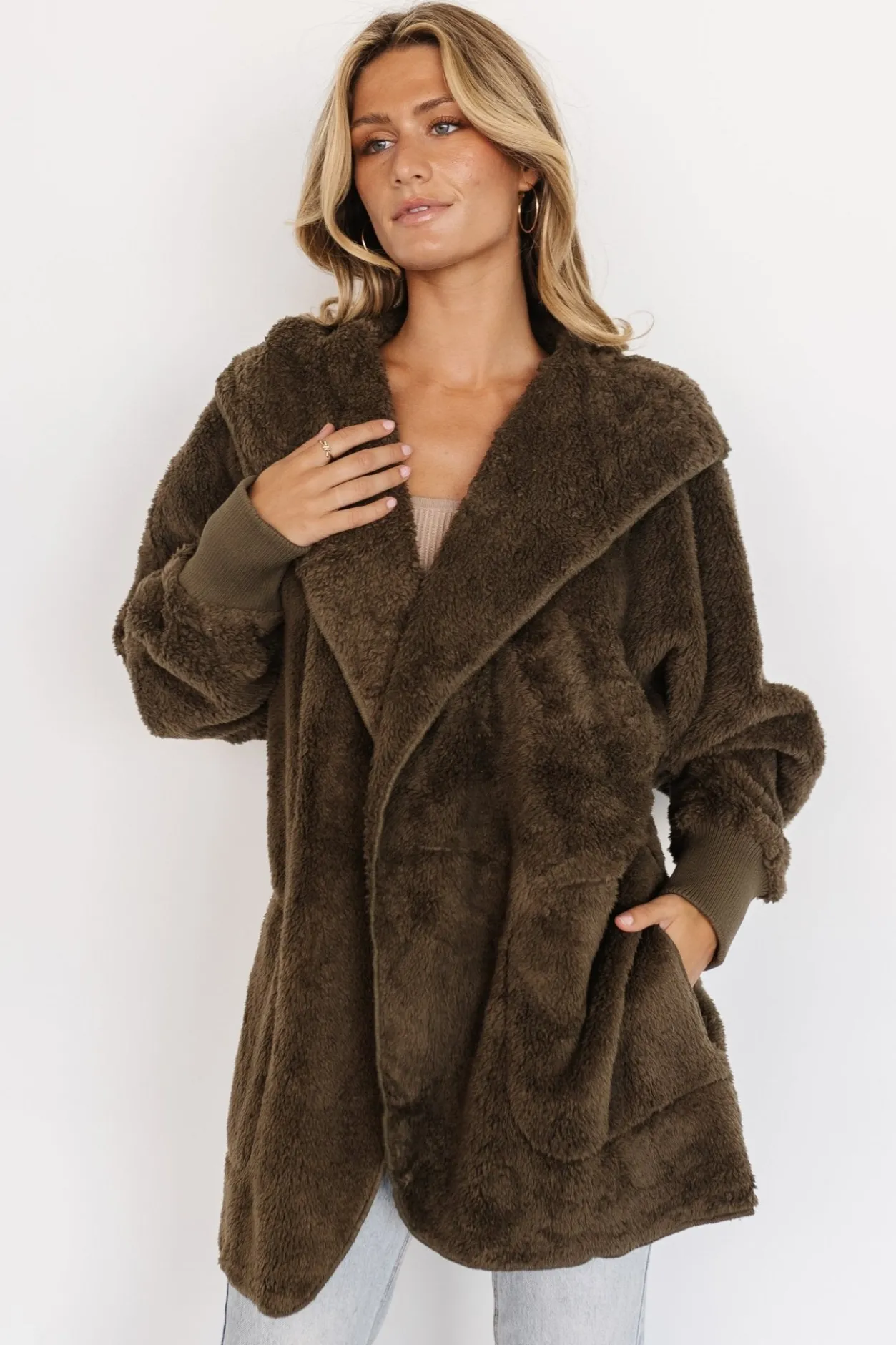 New Baltic Born Melrose Teddy Jacket | Olive