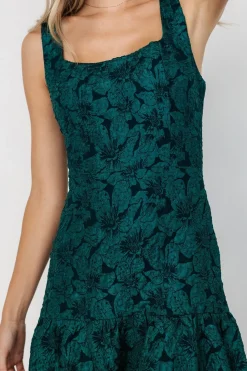 Discount Baltic Born Merial Embossed Dress | Dark Green DarkGreen