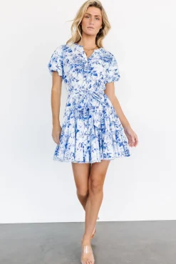 Clearance Baltic Born Mikki Mini Dress | White + Blue White+Blue