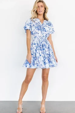 Clearance Baltic Born Mikki Mini Dress | White + Blue White+Blue