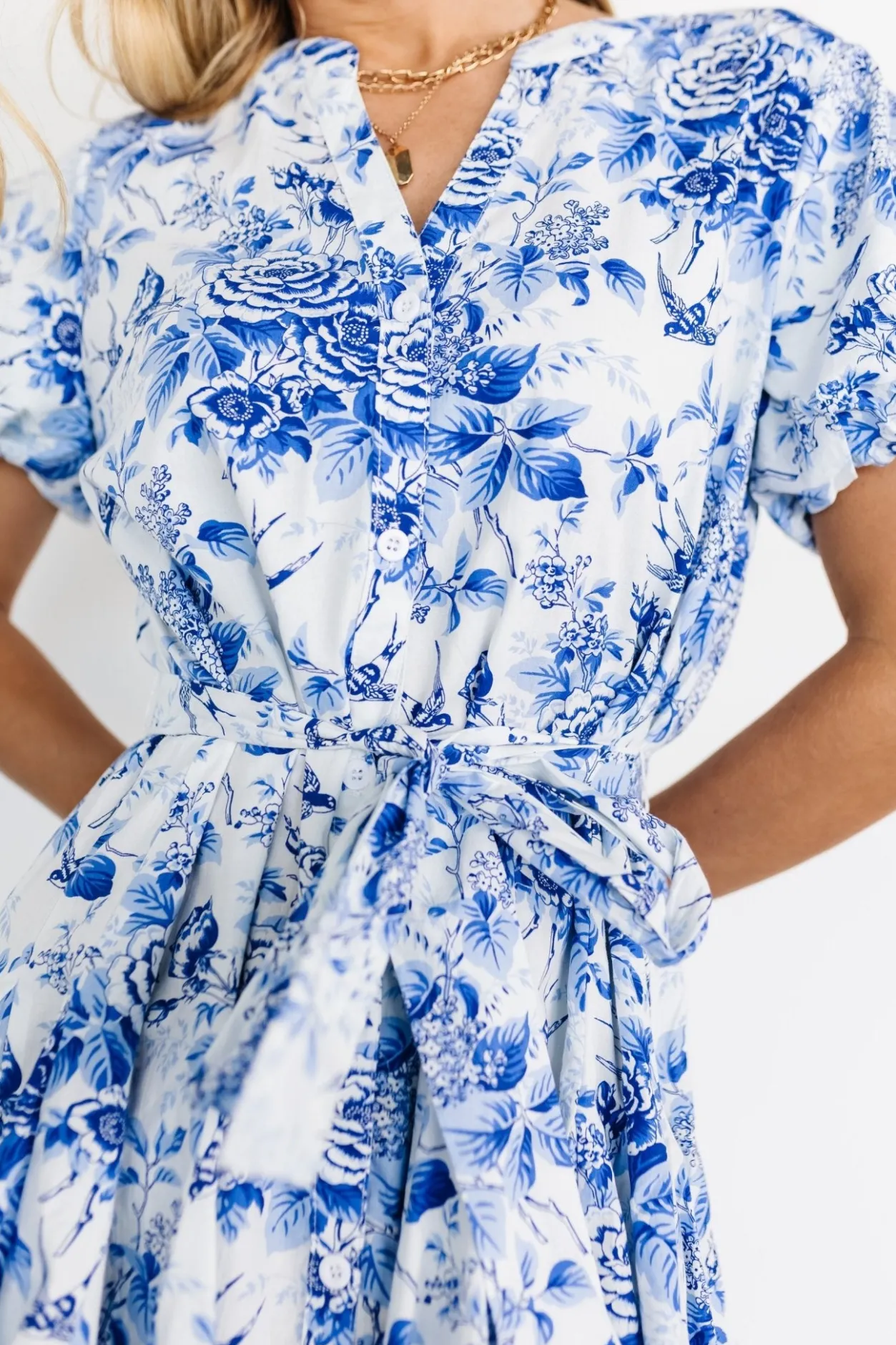 Clearance Baltic Born Mikki Mini Dress | White + Blue White+Blue