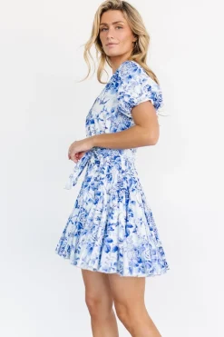 Clearance Baltic Born Mikki Mini Dress | White + Blue White+Blue