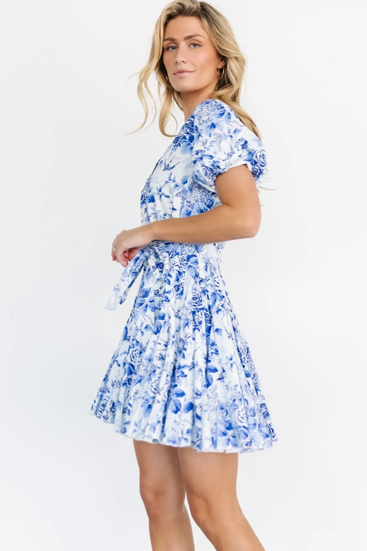 Clearance Baltic Born Mikki Mini Dress | White + Blue White+Blue