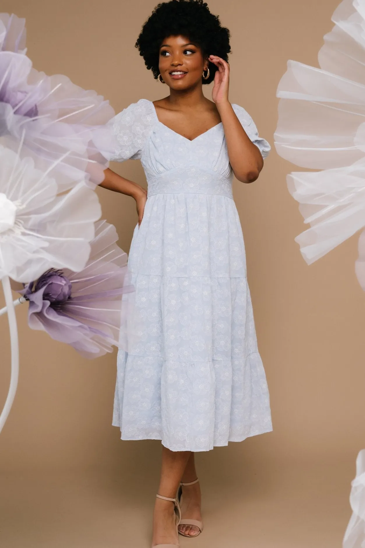 Fashion Baltic Born Mildred Embroidered Midi Dress | Light Blue LightBlue