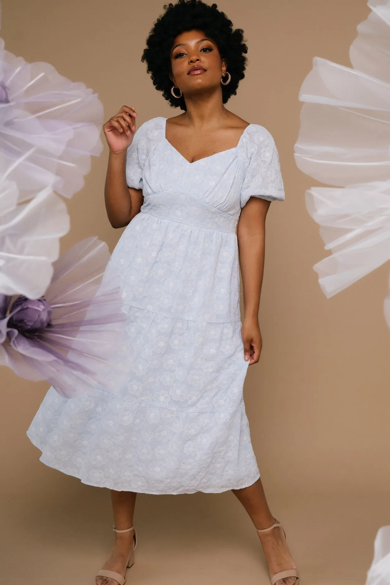 Fashion Baltic Born Mildred Embroidered Midi Dress | Light Blue LightBlue