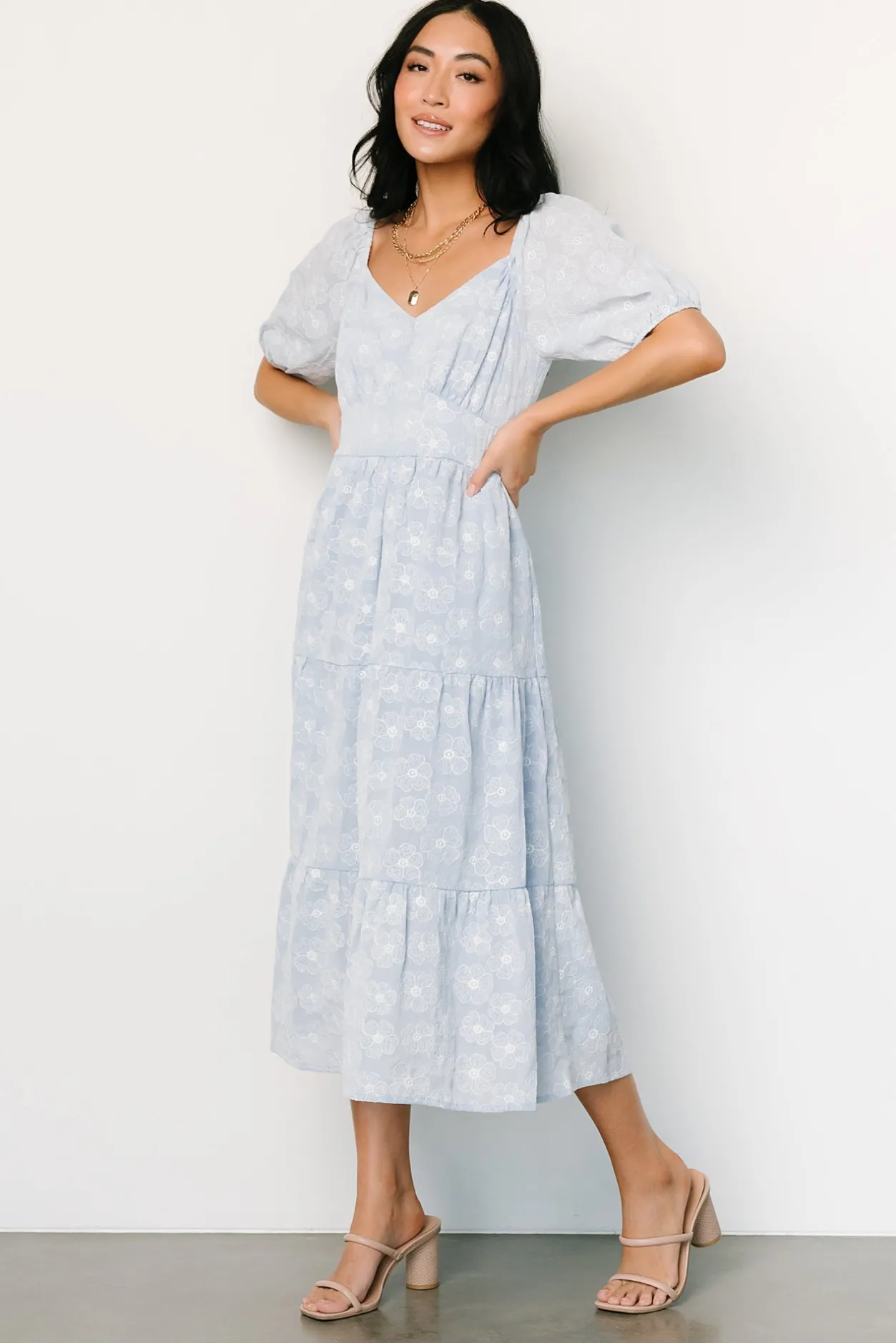 Fashion Baltic Born Mildred Embroidered Midi Dress | Light Blue LightBlue