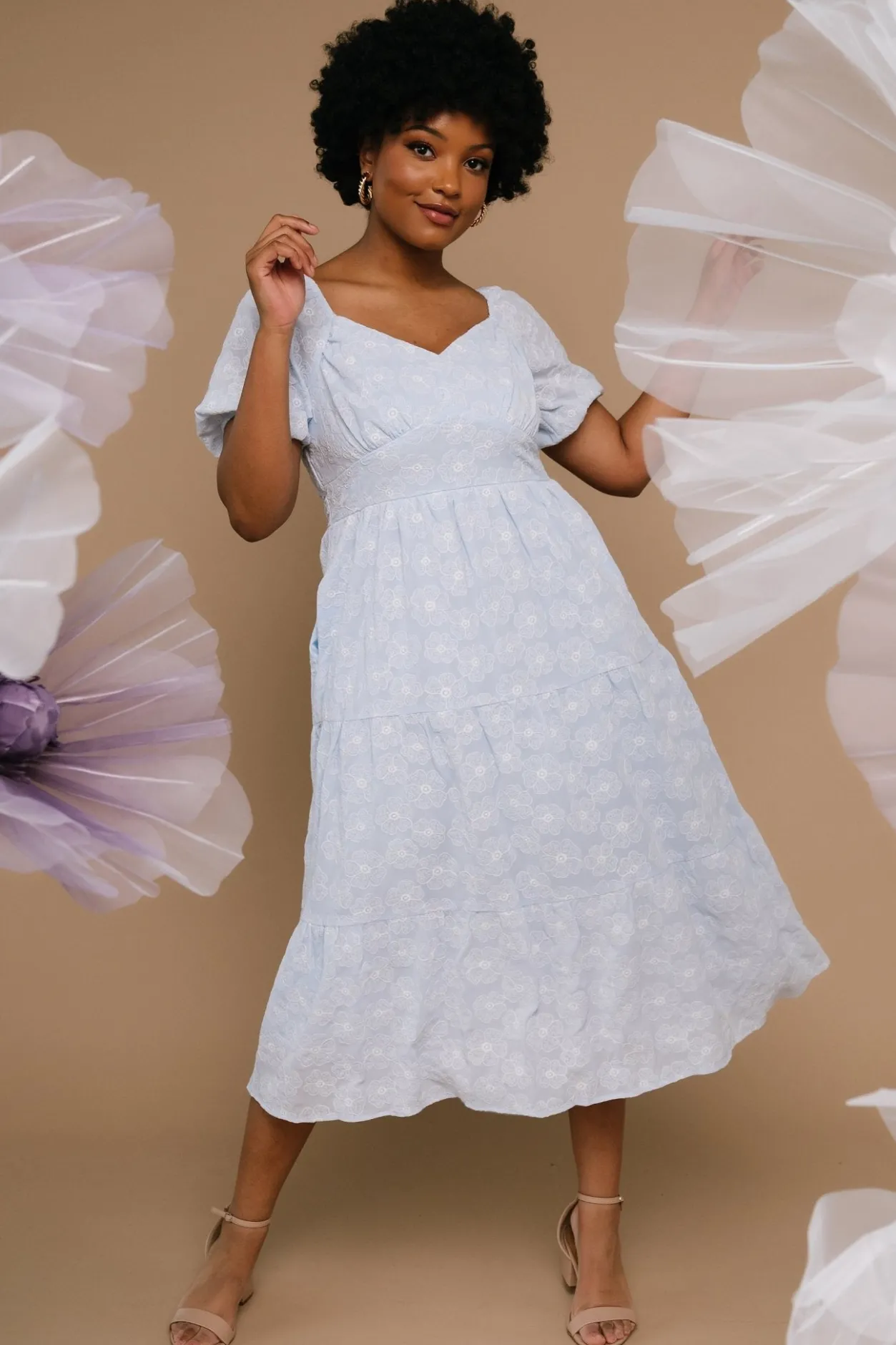 Fashion Baltic Born Mildred Embroidered Midi Dress | Light Blue LightBlue