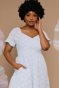 Fashion Baltic Born Mildred Embroidered Midi Dress | Light Blue LightBlue