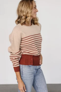Clearance Baltic Born Miles Striped Sweater | Taupe + Marsala Taupe+Marsala