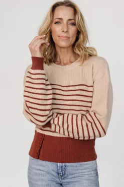 Clearance Baltic Born Miles Striped Sweater | Taupe + Marsala Taupe+Marsala