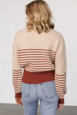 Clearance Baltic Born Miles Striped Sweater | Taupe + Marsala Taupe+Marsala