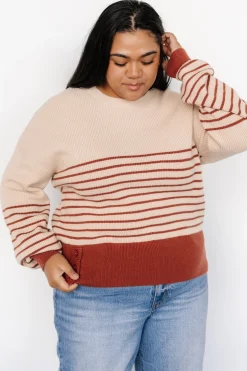 Clearance Baltic Born Miles Striped Sweater | Taupe + Marsala Taupe+Marsala