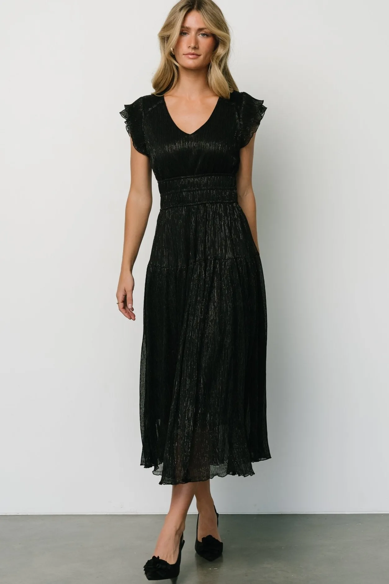 Online Baltic Born Miley Pleated Shimmer Dress | Black