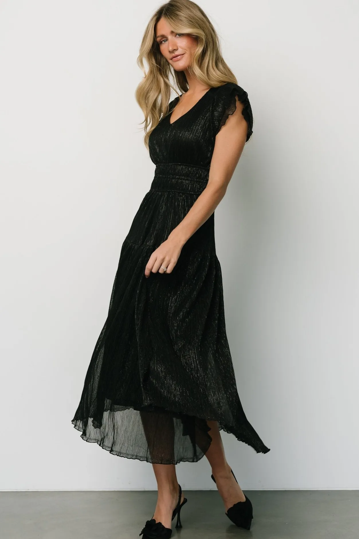 Online Baltic Born Miley Pleated Shimmer Dress | Black