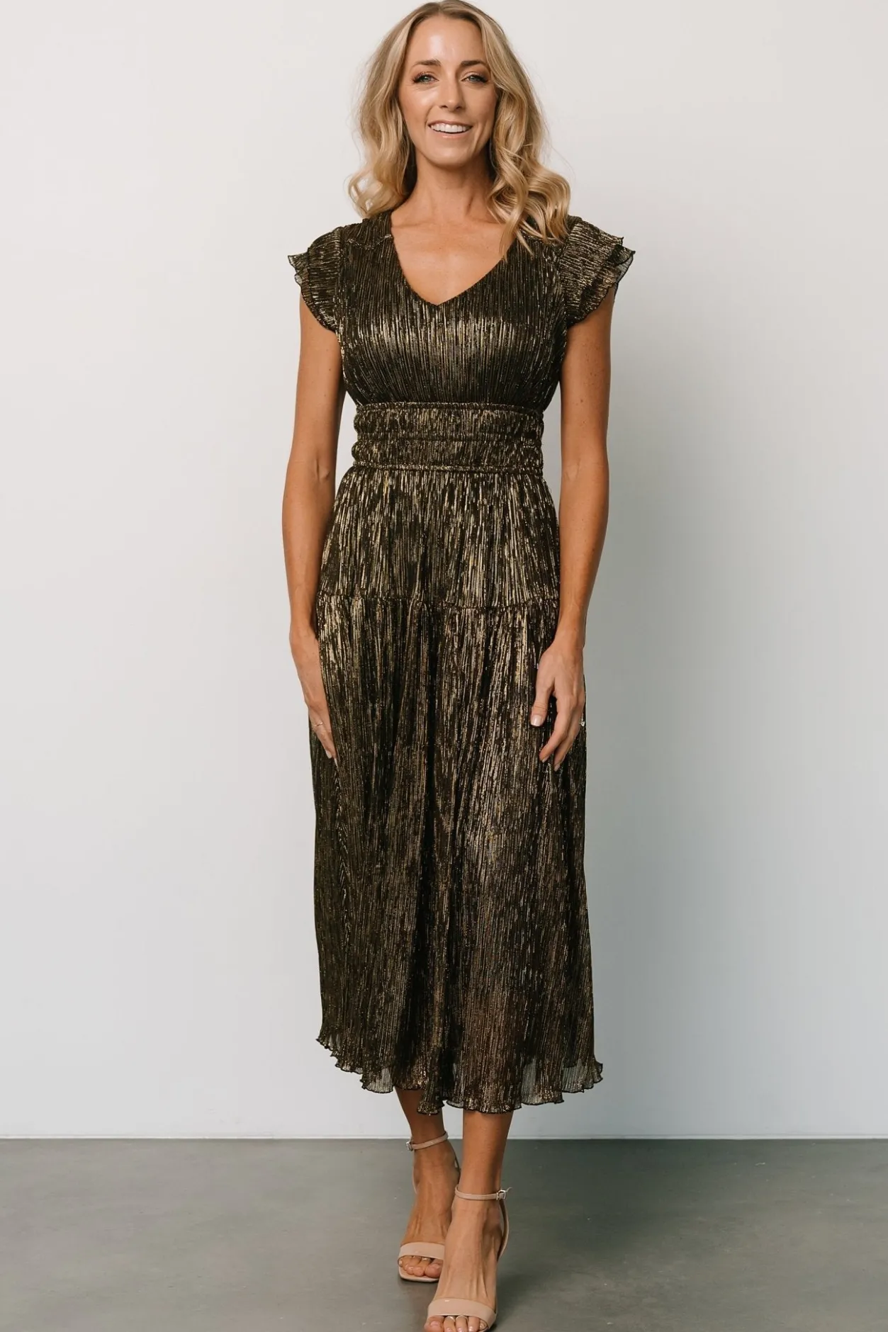Best Baltic Born Miley Pleated Shimmer Dress | Gold