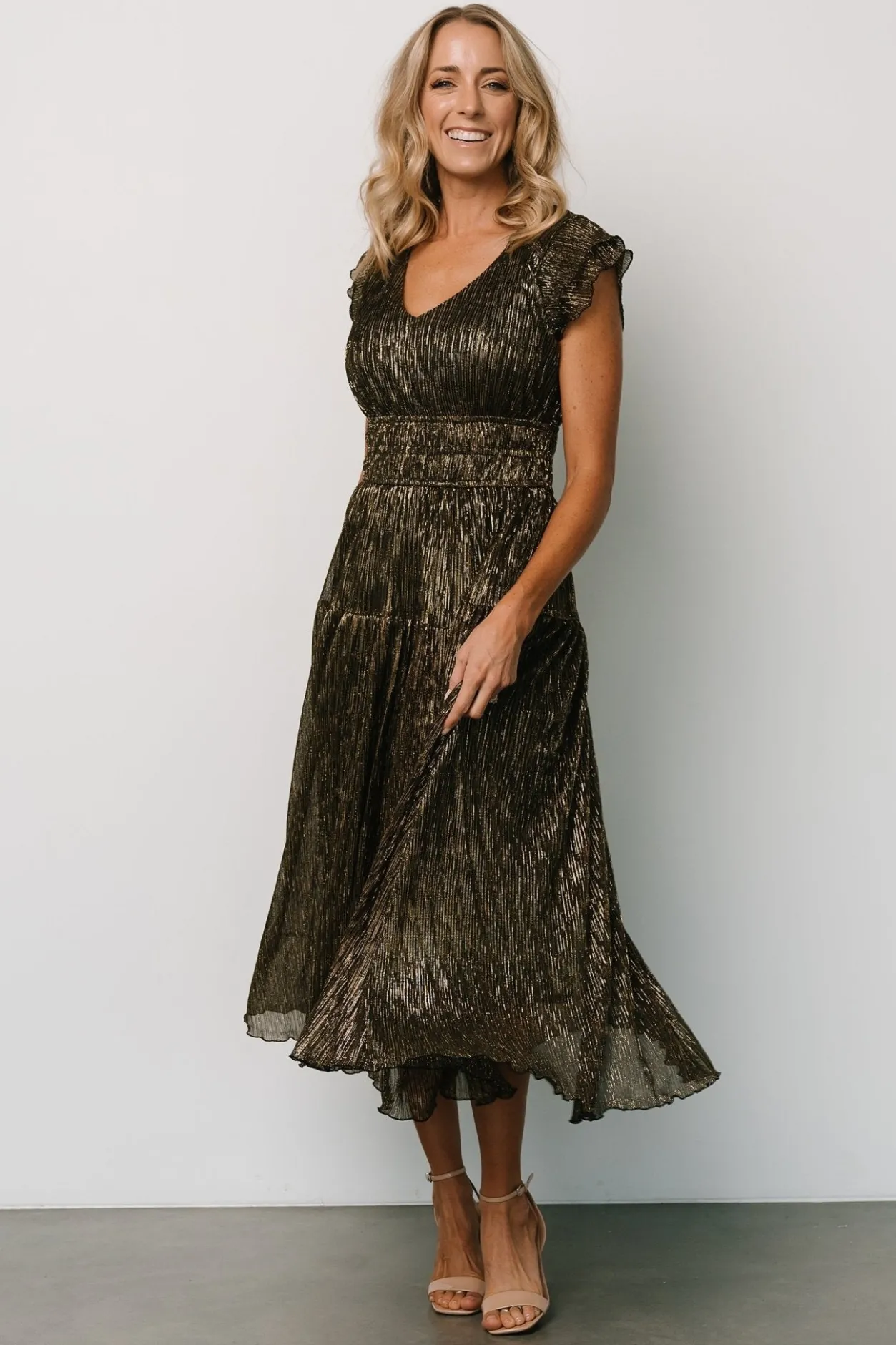 Best Baltic Born Miley Pleated Shimmer Dress | Gold