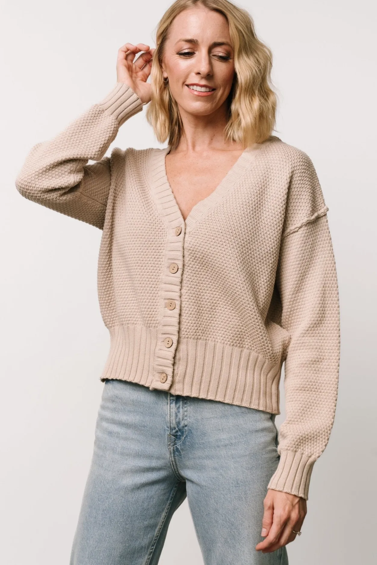 Outlet Baltic Born Milo Waffle Knit Cardigan | Natural