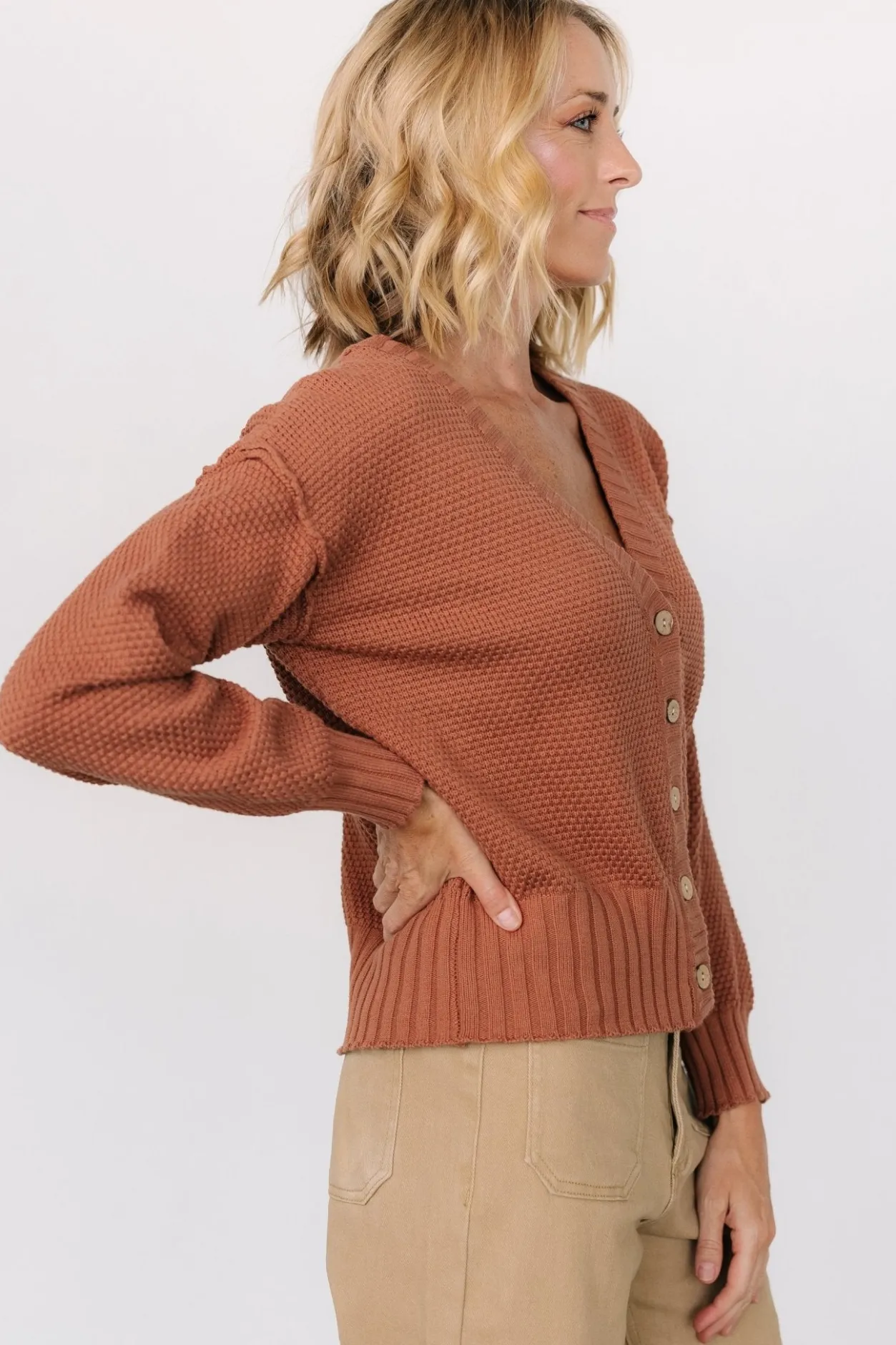 Discount Baltic Born Milo Waffle Knit Cardigan | Copper