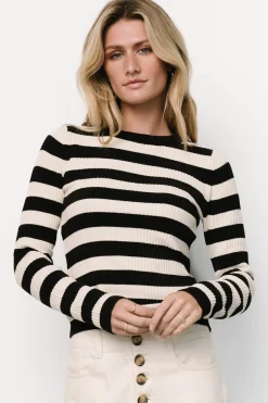New Baltic Born Milwaukee Striped Sweater | Black + Ivory Black+Ivory