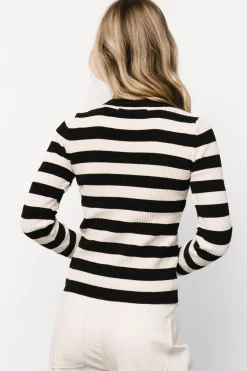 New Baltic Born Milwaukee Striped Sweater | Black + Ivory Black+Ivory