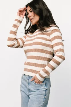 Online Baltic Born Milwaukee Striped Sweater | Camel + Ivory Camel+Ivory