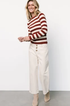 Outlet Baltic Born Milwaukee Striped Sweater | Burgundy + Ivory Burgundy+Ivory