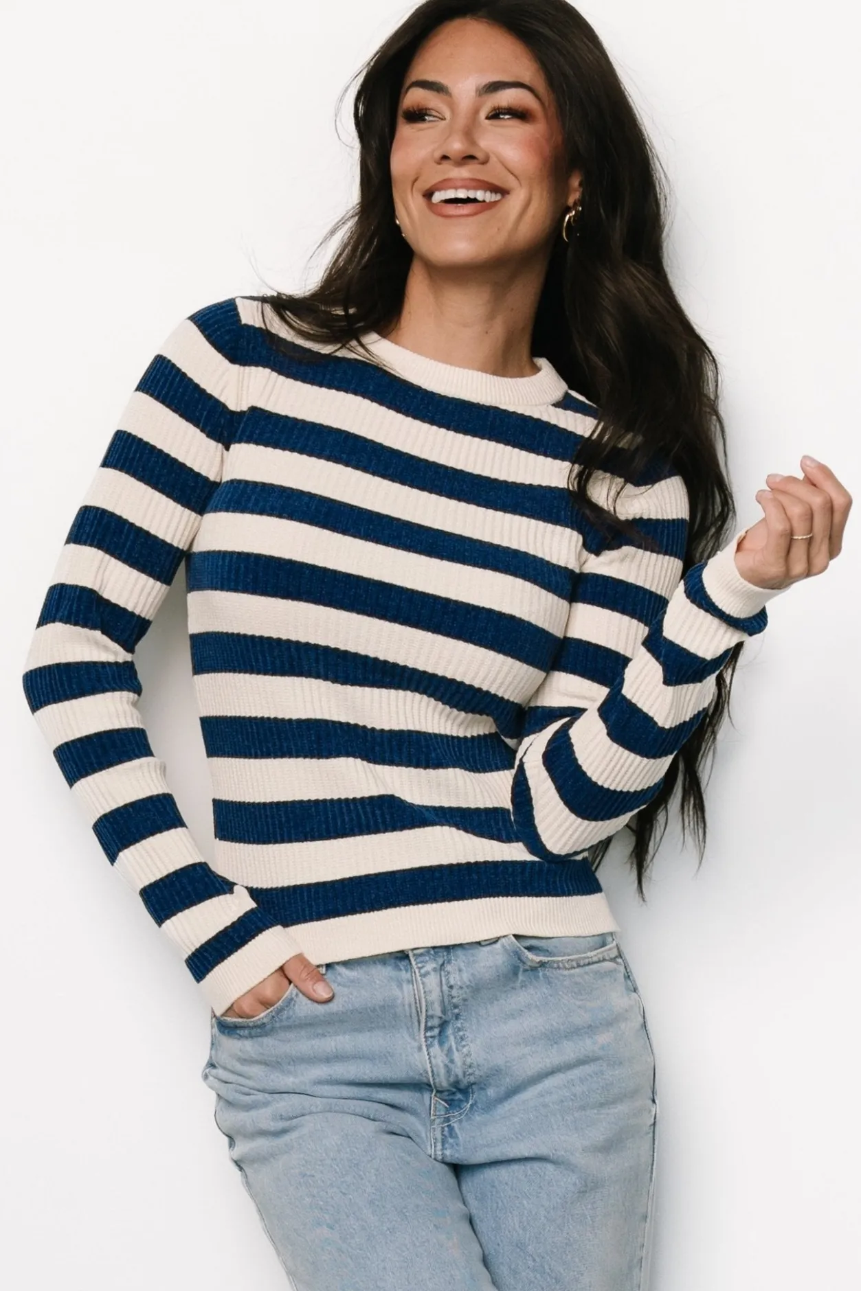 Discount Baltic Born Milwaukee Striped Sweater | Blue + Ivory Blue+Ivory
