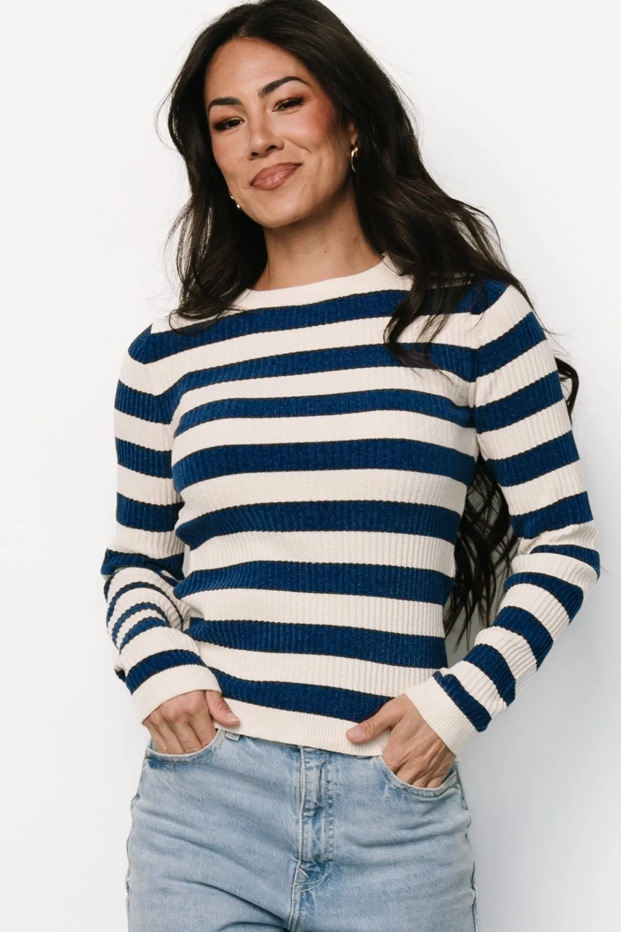 Discount Baltic Born Milwaukee Striped Sweater | Blue + Ivory Blue+Ivory